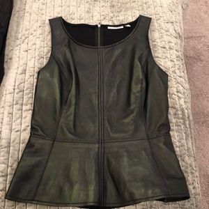 NWOT Halogen leather peplum top